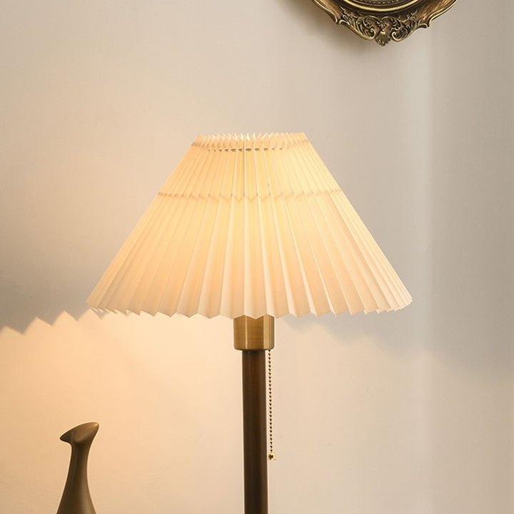 Lampe de table contemporaine rétro en bois massif avec tissu et 1 lumière pour chambre 