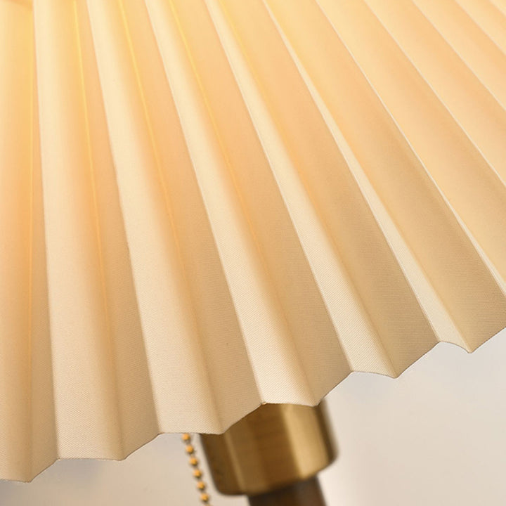 Lampe de table contemporaine rétro en bois massif avec tissu et 1 lumière pour chambre 