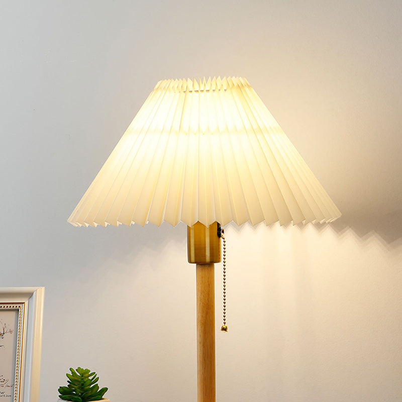 Lampe de table contemporaine rétro en bois massif avec tissu et 1 lumière pour chambre 