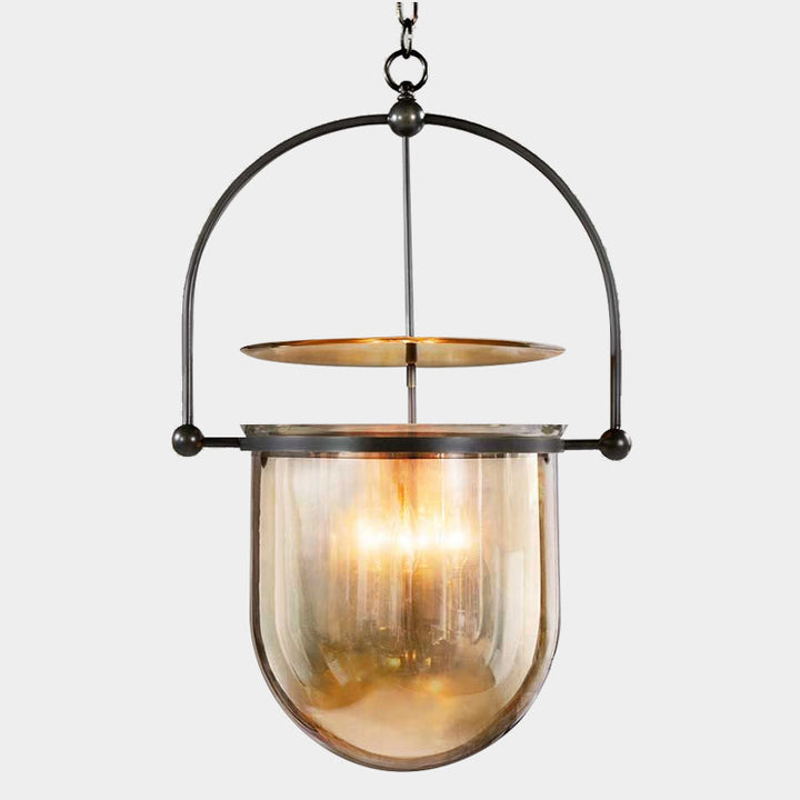 Traditional Farmhouse Dome Metal Glass 3-Light Chandelier For Living Room