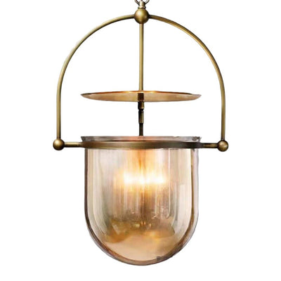 Traditional Farmhouse Dome Metal Glass 3-Light Chandelier For Living Room