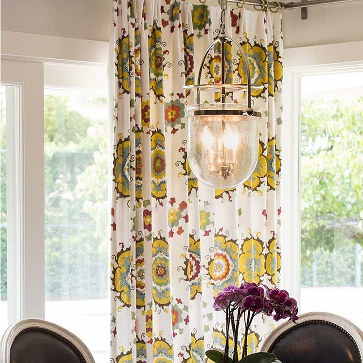 Traditional Farmhouse Dome Metal Glass 3-Light Chandelier For Living Room