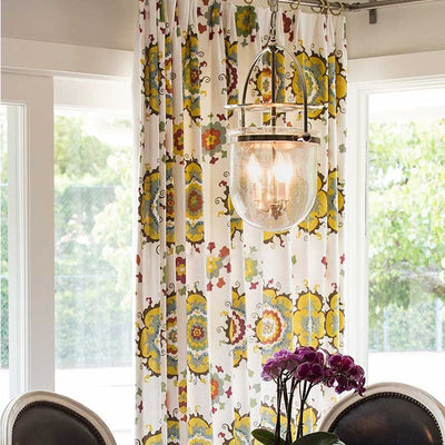 Traditional Farmhouse Dome Metal Glass 3-Light Chandelier For Living Room