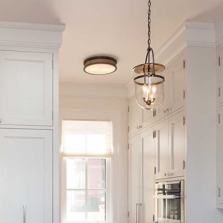 Traditional Farmhouse Dome Metal Glass 3-Light Chandelier For Living Room