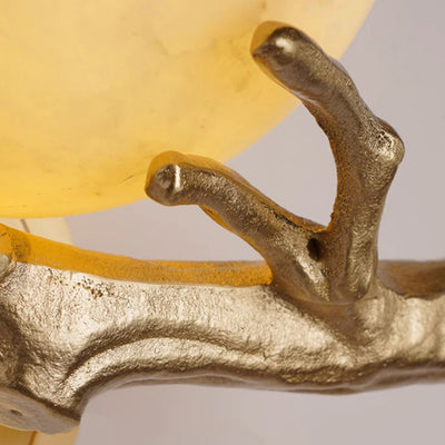 Modern Art Deco Globe Copper Marble LED Wall Sconce Lamp For Bedroom