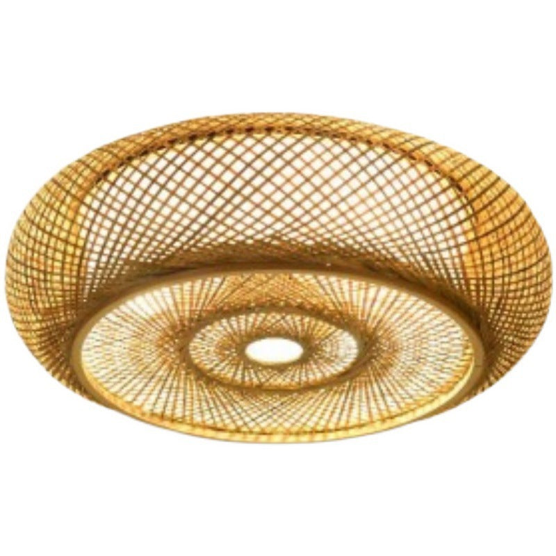 Traditional Farmhouse Round Wood 3-Light Flush Mount Ceiling Light For Living Room