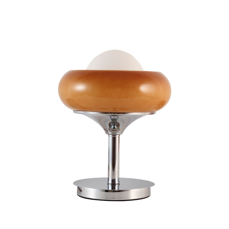 Modern Mid-Century Tart Glass Metal 1-Light Table Lamp For Bedroom