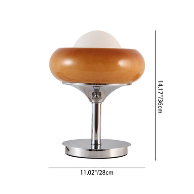 Modern Mid-Century Tart Glass Metal 1-Light Table Lamp For Bedroom