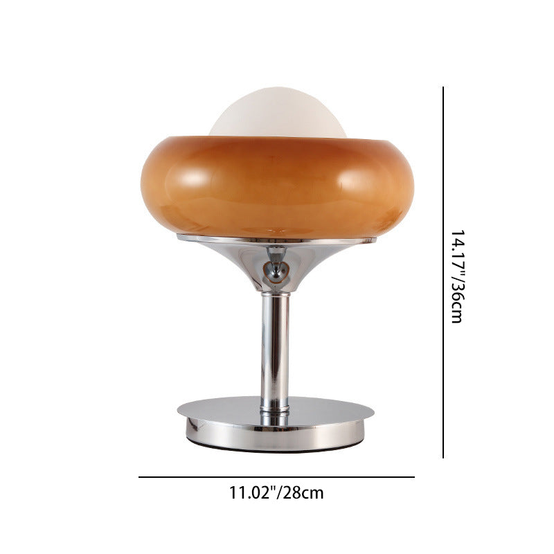 Modern Mid-Century Tart Glass Metal 1-Light Table Lamp For Bedroom