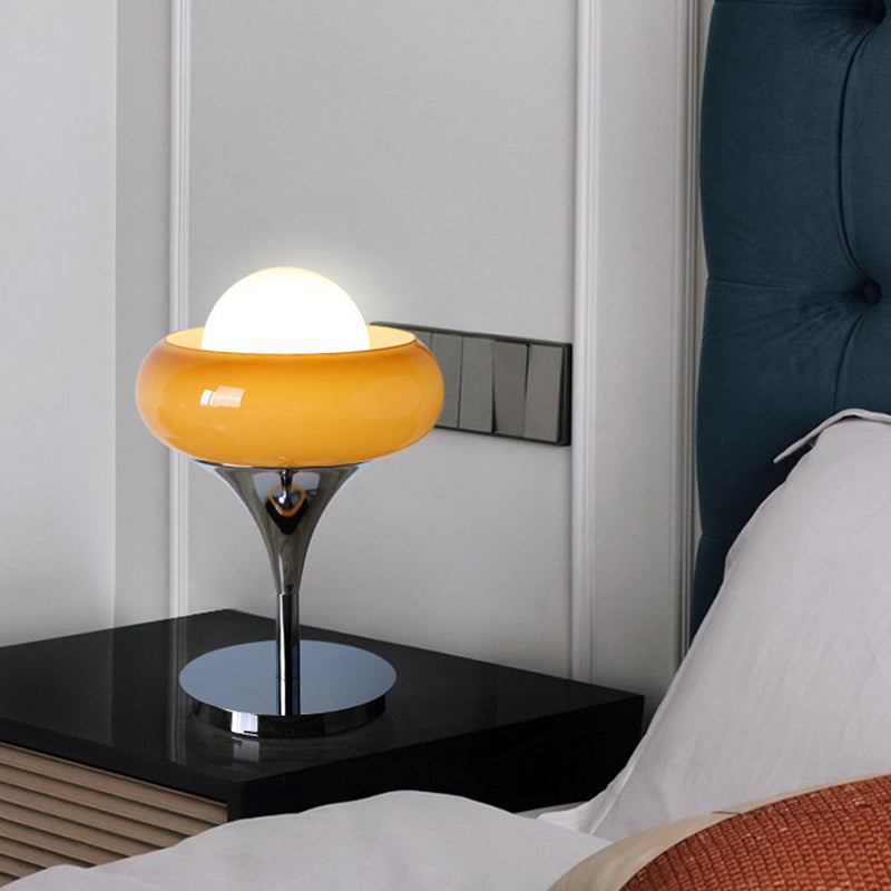 Modern Mid-Century Tart Glass Metal 1-Light Table Lamp For Bedroom