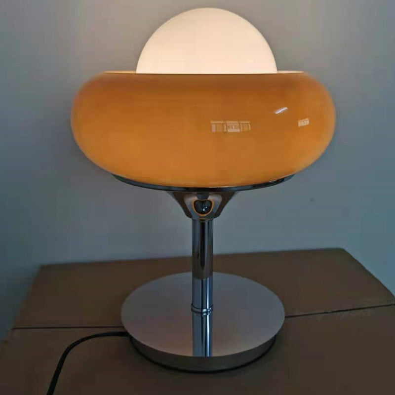 Modern Mid-Century Tart Glass Metal 1-Light Table Lamp For Bedroom
