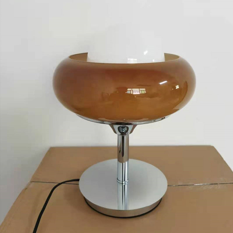 Modern Mid-Century Tart Glass Metal 1-Light Table Lamp For Bedroom