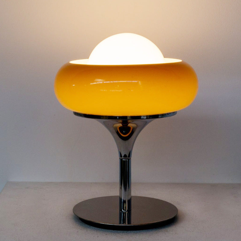 Modern Mid-Century Tart Glass Metal 1-Light Table Lamp For Bedroom