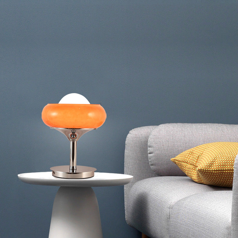 Modern Mid-Century Tart Glass Metal 1-Light Table Lamp For Bedroom