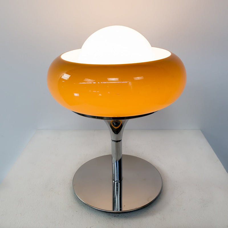 Modern Mid-Century Tart Glass Metal 1-Light Table Lamp For Bedroom