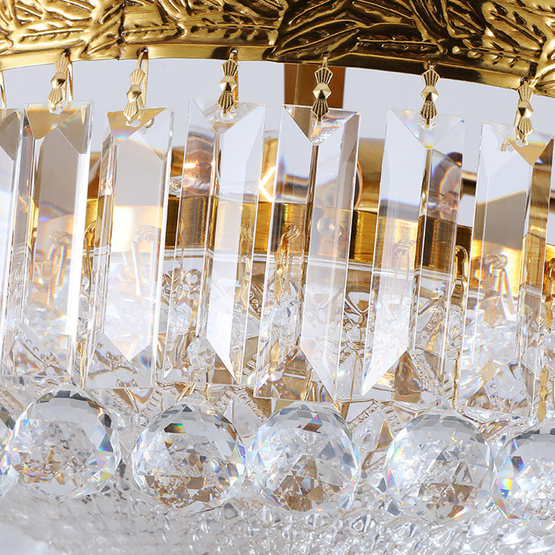 Modern Luxury Cylinder Copper Crystal 3-Light Chandelier For Living Room