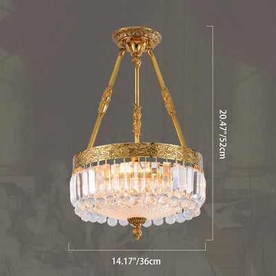 Modern Luxury Cylinder Copper Crystal 3-Light Chandelier For Living Room
