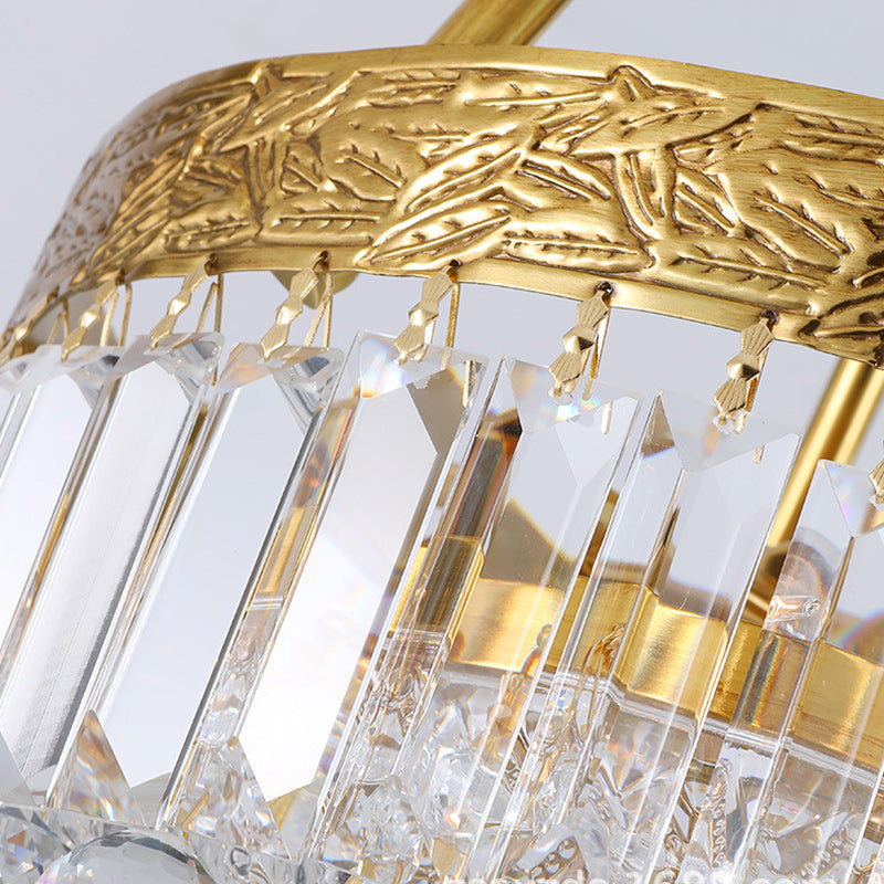 Modern Luxury Cylinder Copper Crystal 3-Light Chandelier For Living Room