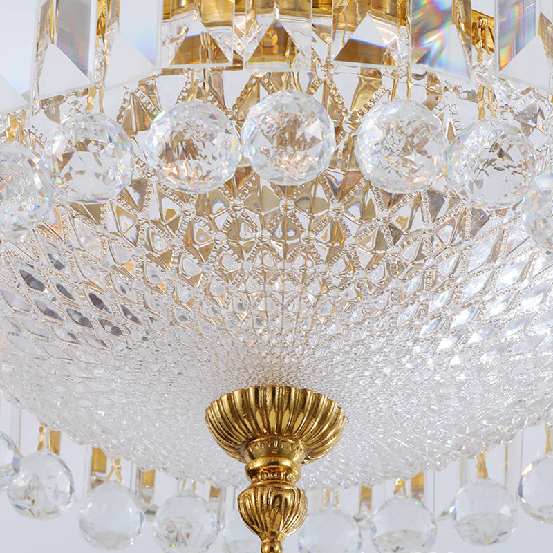 Modern Luxury Cylinder Copper Crystal 3-Light Chandelier For Living Room