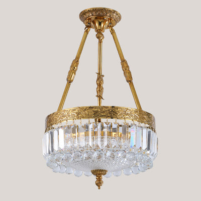 Modern Luxury Cylinder Copper Crystal 3-Light Chandelier For Living Room