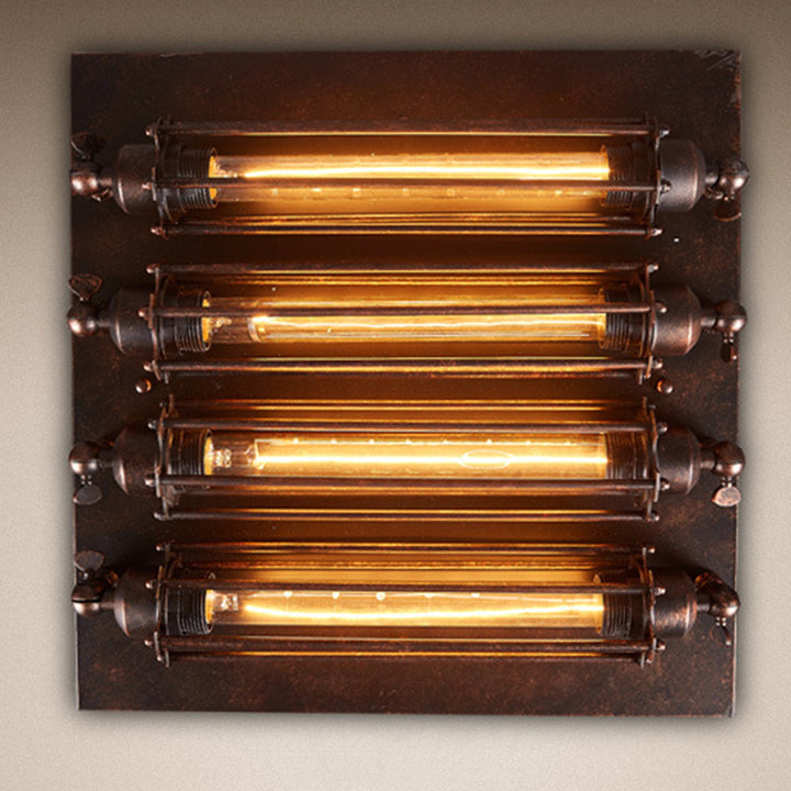 Plafonnier semi-encastré contemporain carré en fer et verre à 4 lumières pour chambre 