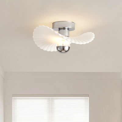 Modern Eclectic Flower Iron Aluminum PVC LED Semi-Flush Mount Ceiling Light For Bedroom