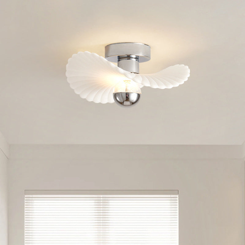 Modern Eclectic Flower Iron Aluminum PVC LED Semi-Flush Mount Ceiling Light For Bedroom