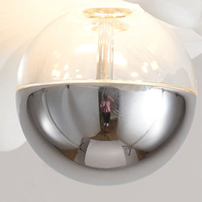 Modern Eclectic Flower Iron Aluminum PVC LED Semi-Flush Mount Ceiling Light For Bedroom
