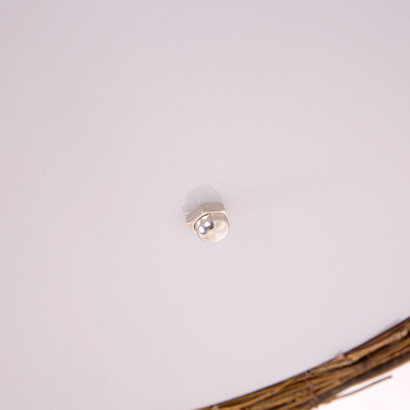 Traditional Rustic Round Rattan Acrylic 1-Light Flush Mount Ceiling Light For Bedroom