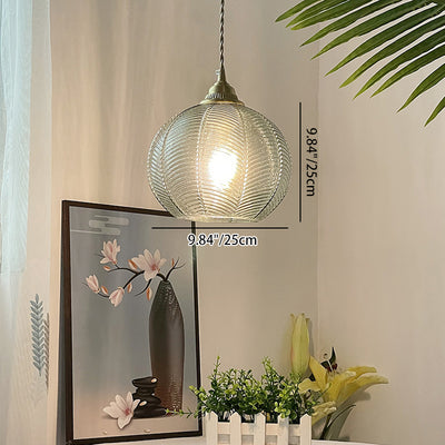 Traditional Rustic Globe Iron Glass 1-Light Pendant Light For Bedroom
