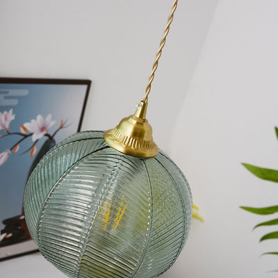 Traditional Rustic Globe Iron Glass 1-Light Pendant Light For Bedroom
