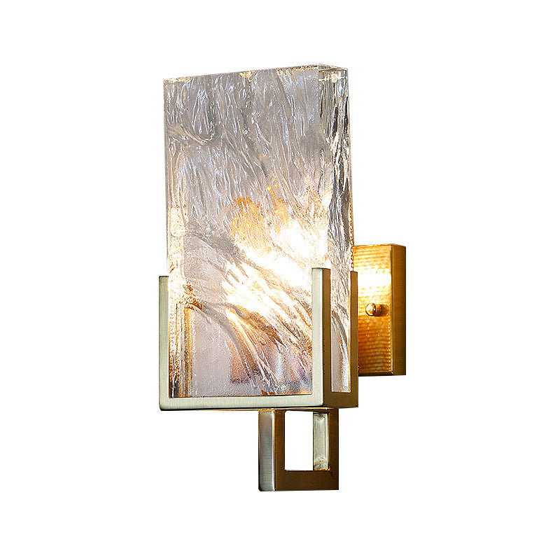 Modern Luxury Rectangular Stainless Steel Crystal 1-Light Wall Sconce Lamp For Bedroom