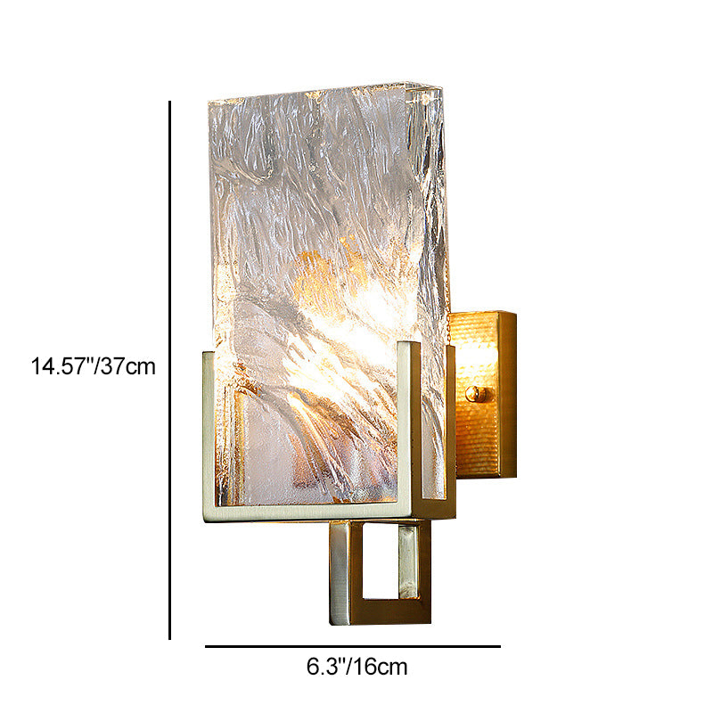 Modern Luxury Rectangular Stainless Steel Crystal 1-Light Wall Sconce Lamp For Bedroom