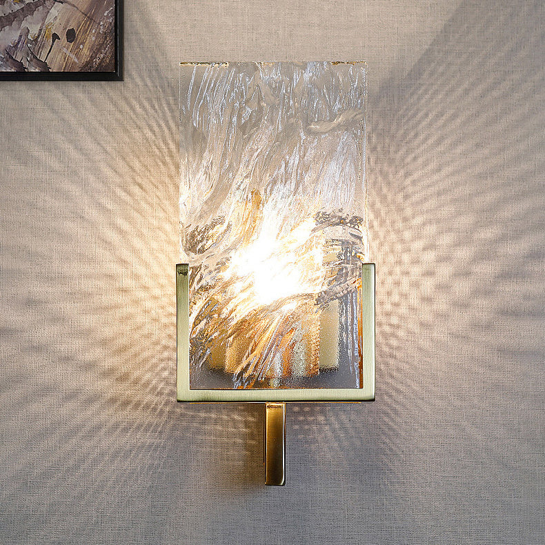 Modern Luxury Rectangular Stainless Steel Crystal 1-Light Wall Sconce Lamp For Bedroom