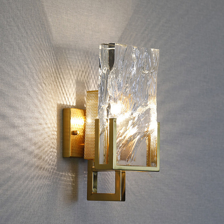 Modern Luxury Rectangular Stainless Steel Crystal 1-Light Wall Sconce Lamp For Bedroom