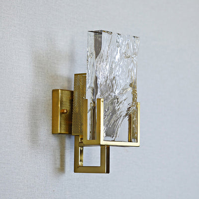 Modern Luxury Rectangular Stainless Steel Crystal 1-Light Wall Sconce Lamp For Bedroom