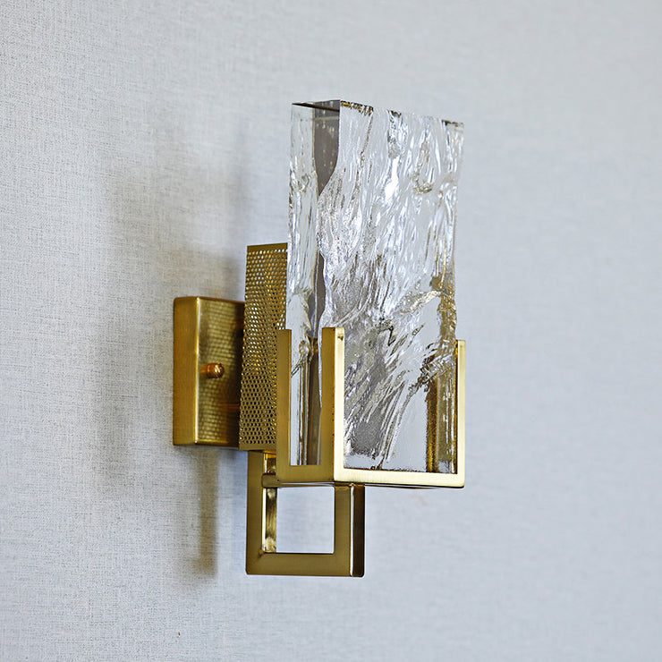 Modern Luxury Rectangular Stainless Steel Crystal 1-Light Wall Sconce Lamp For Bedroom