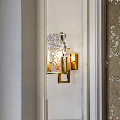 Modern Luxury Rectangular Stainless Steel Crystal 1-Light Wall Sconce Lamp For Bedroom