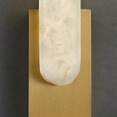 Modern Art Deco Oval Copper Marble LED Wall Sconce Lamp For Bedroom