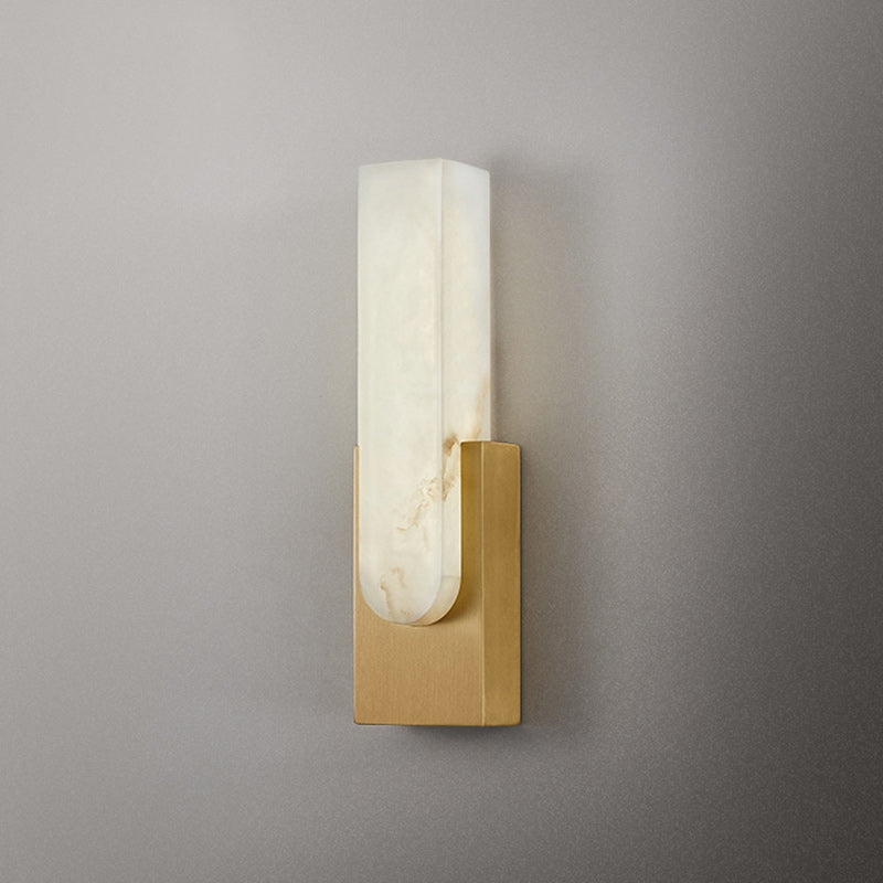 Modern Art Deco Oval Copper Marble LED Wall Sconce Lamp For Bedroom