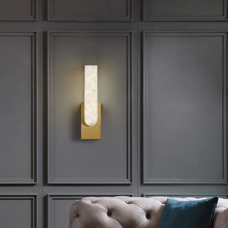 Applique murale LED ovale en cuivre et marbre Art déco moderne pour chambre 