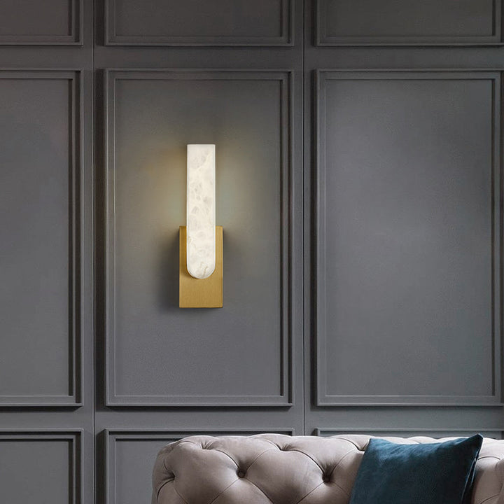 Applique murale LED ovale en cuivre et marbre Art déco moderne pour chambre 
