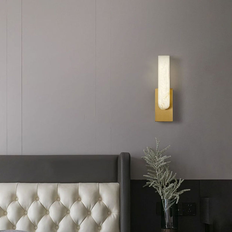 Applique murale LED ovale en cuivre et marbre Art déco moderne pour chambre 