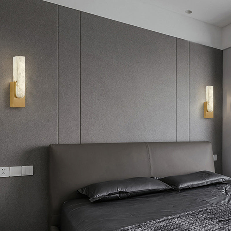 Applique murale LED ovale en cuivre et marbre Art déco moderne pour chambre 
