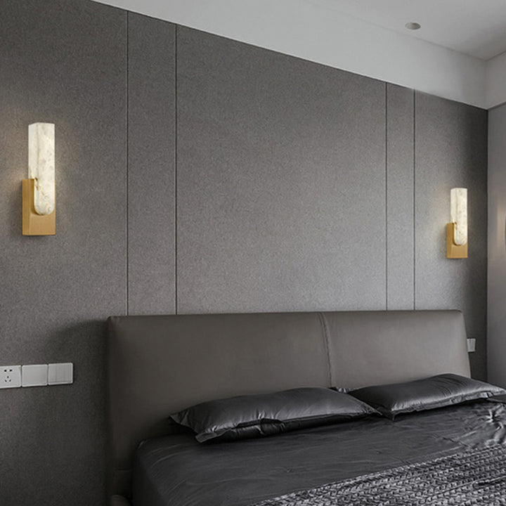 Applique murale LED ovale en cuivre et marbre Art déco moderne pour chambre 
