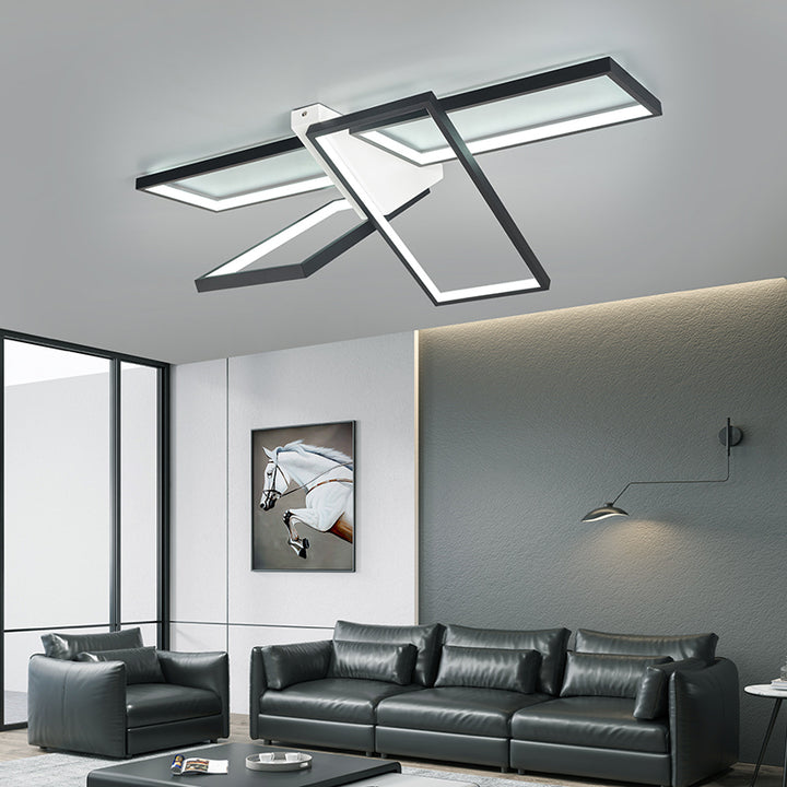 Moderne eklektische rechteckige Rahmen Aluminium Silikon LED Semi-Flush Mount Deckenleuchte für Schlafzimmer 