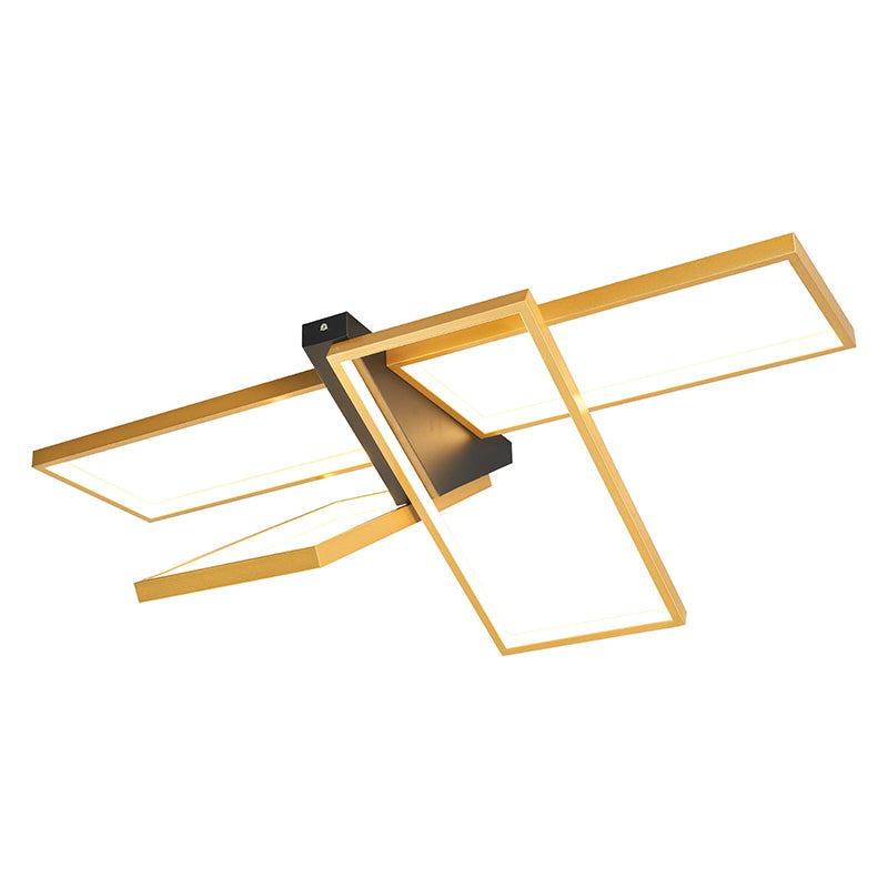 Modern Eclectic Rectangular Frame Aluminum Silicone LED Semi-Flush Mount Ceiling Light For Bedroom