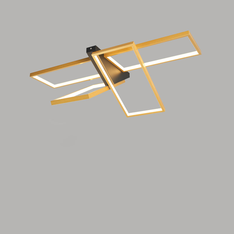 Modern Eclectic Rectangular Frame Aluminum Silicone LED Semi-Flush Mount Ceiling Light For Bedroom