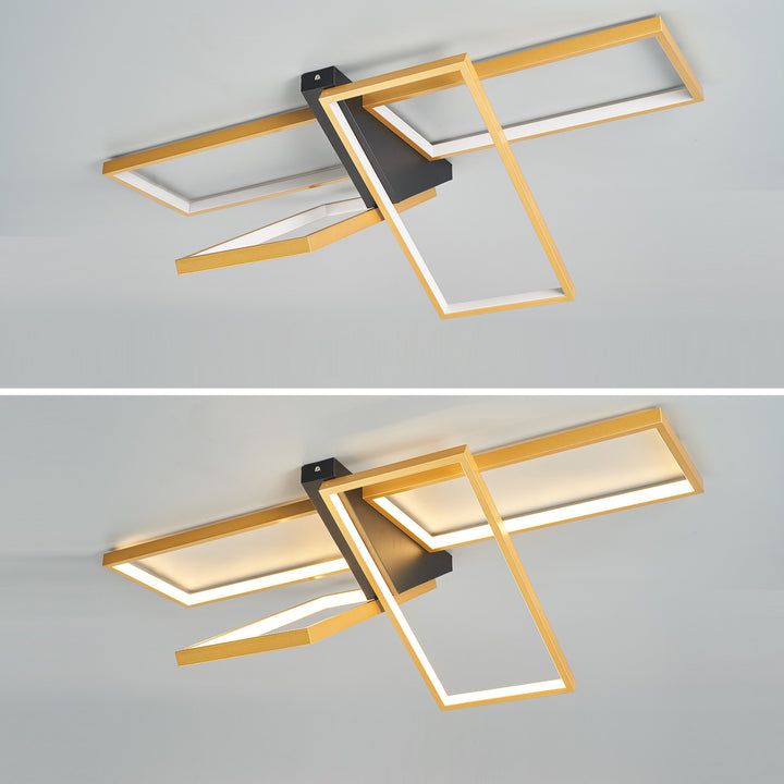 Moderne eklektische rechteckige Rahmen Aluminium Silikon LED Semi-Flush Mount Deckenleuchte für Schlafzimmer 