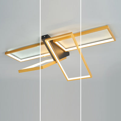 Modern Eclectic Rectangular Frame Aluminum Silicone LED Semi-Flush Mount Ceiling Light For Bedroom